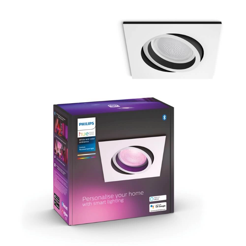 Vierkante inbouwspot Hue Centura - White and Color richtbaar wit Philips 8720169319219