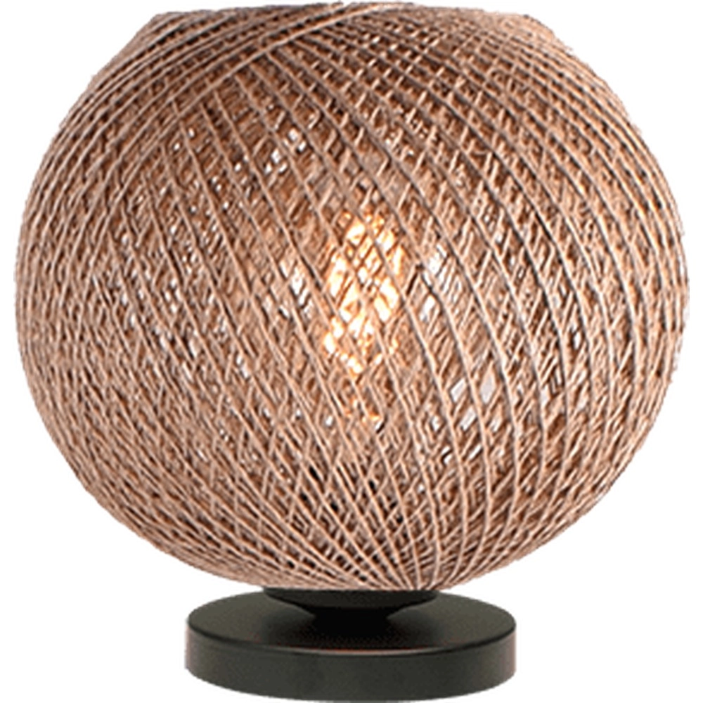 Tafellamp Corda zwart met rotan Ø 20cm