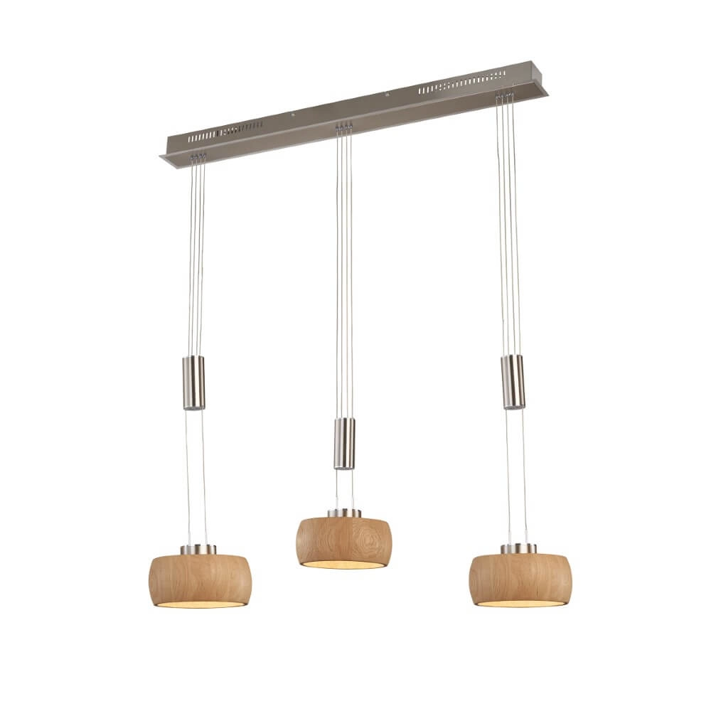 3-lichts hanglamp Shine-Wood led