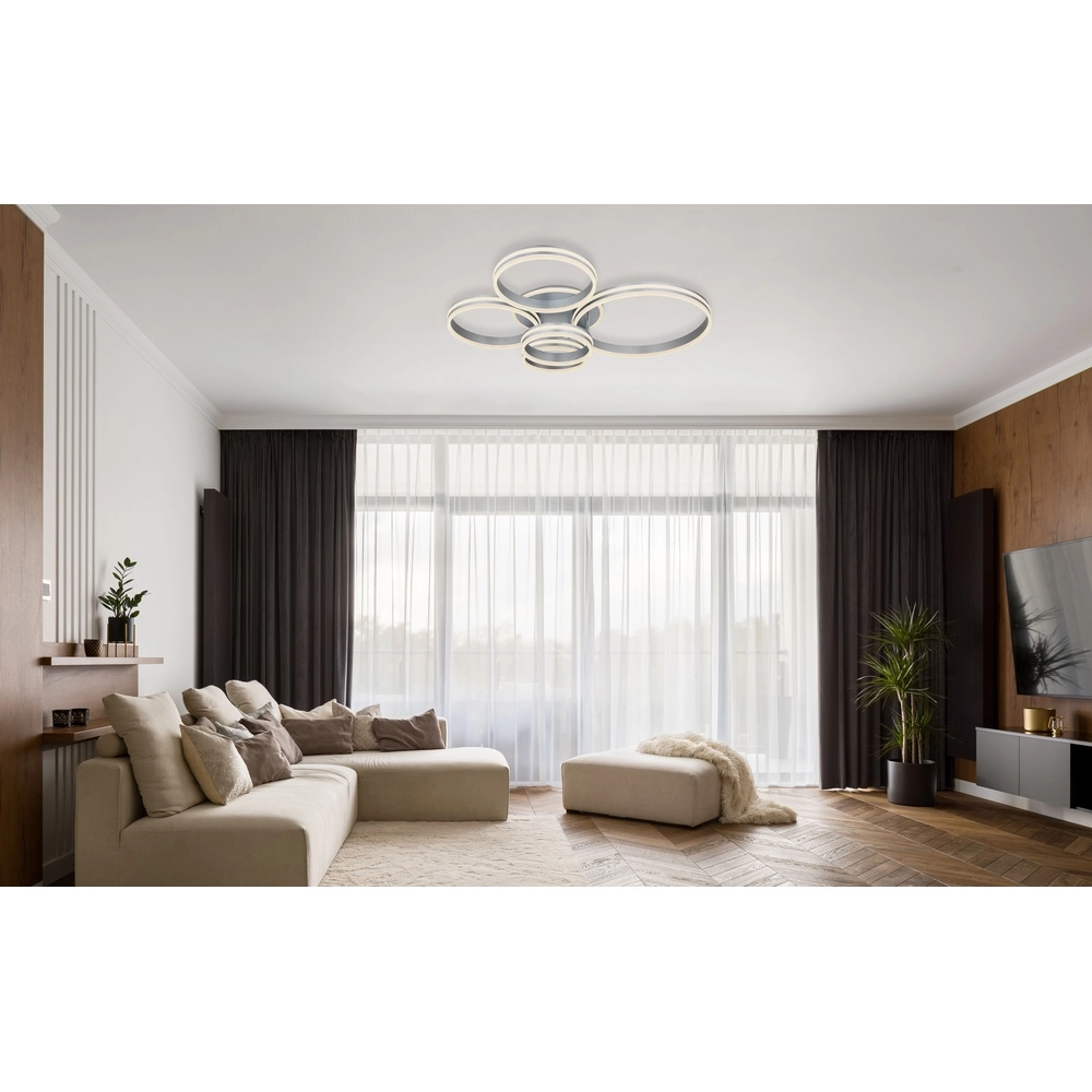 Plafondlamp Rubio grijs 5 ringen Globo 9007371422913