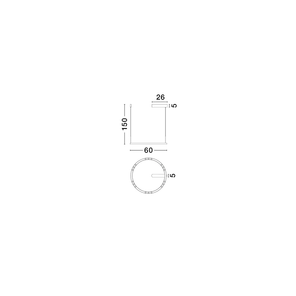 Strakke hanglamp Lunette zwart Ø 660cm Lyora 5212017465191