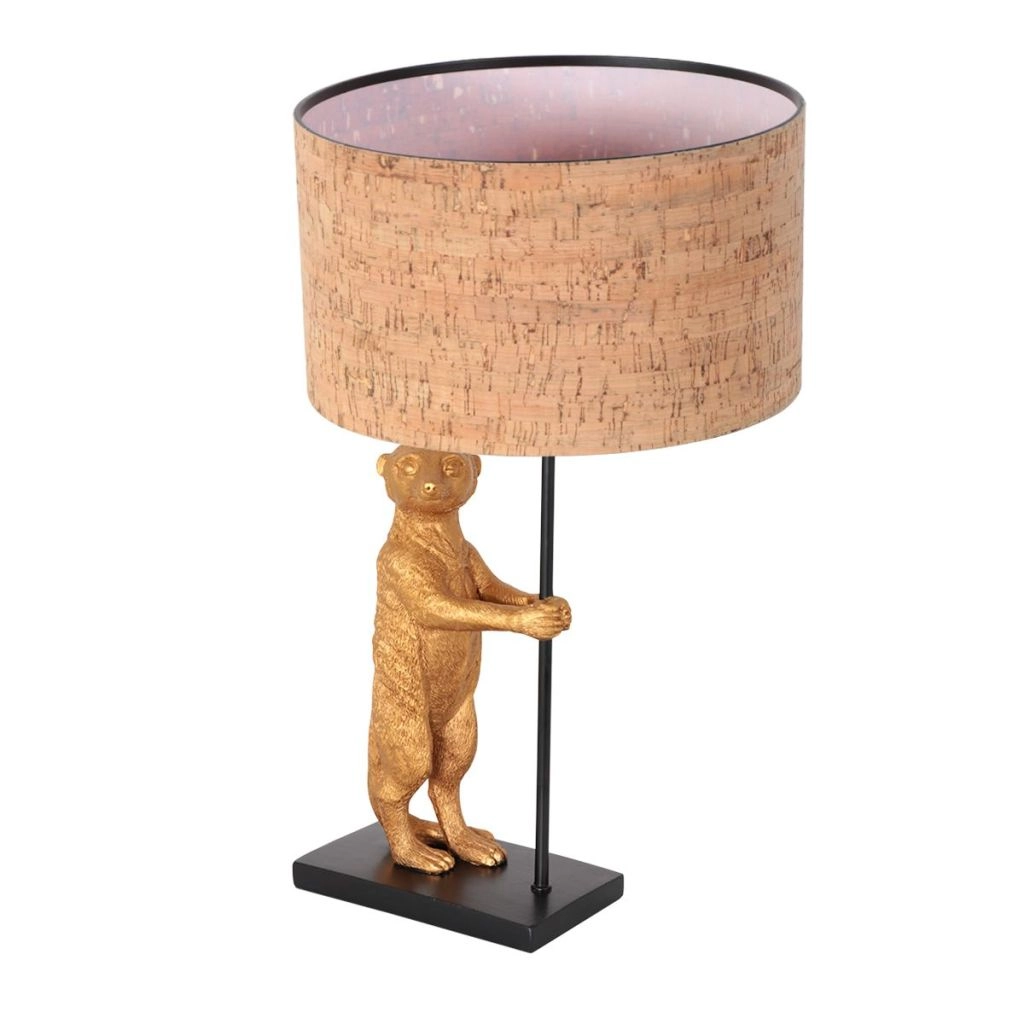 Zwarte tafellamp Animaux met kurk kapje Ø30cm Steinhauer 8712746180565