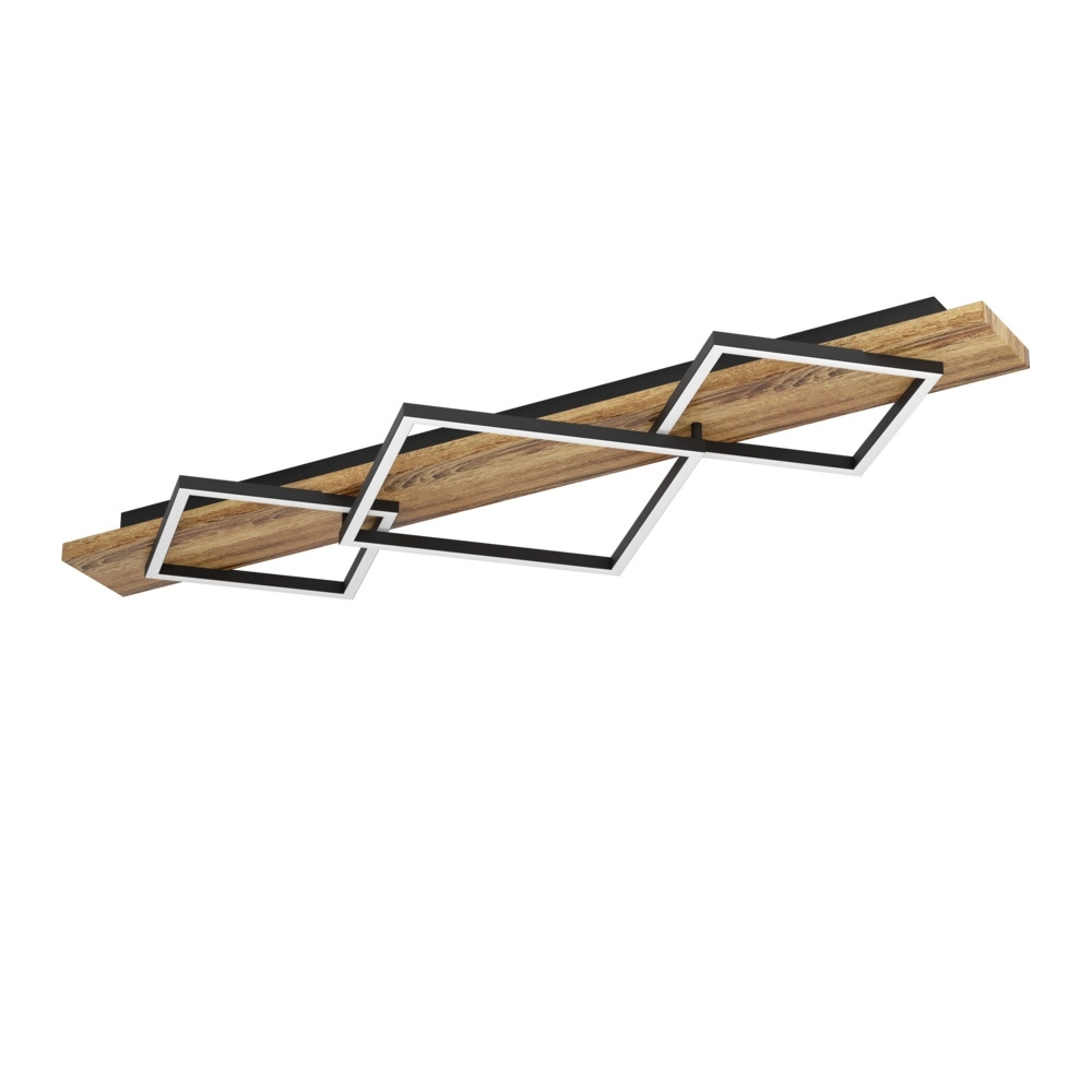 Plafondlamp Boyal zwart met donker hout