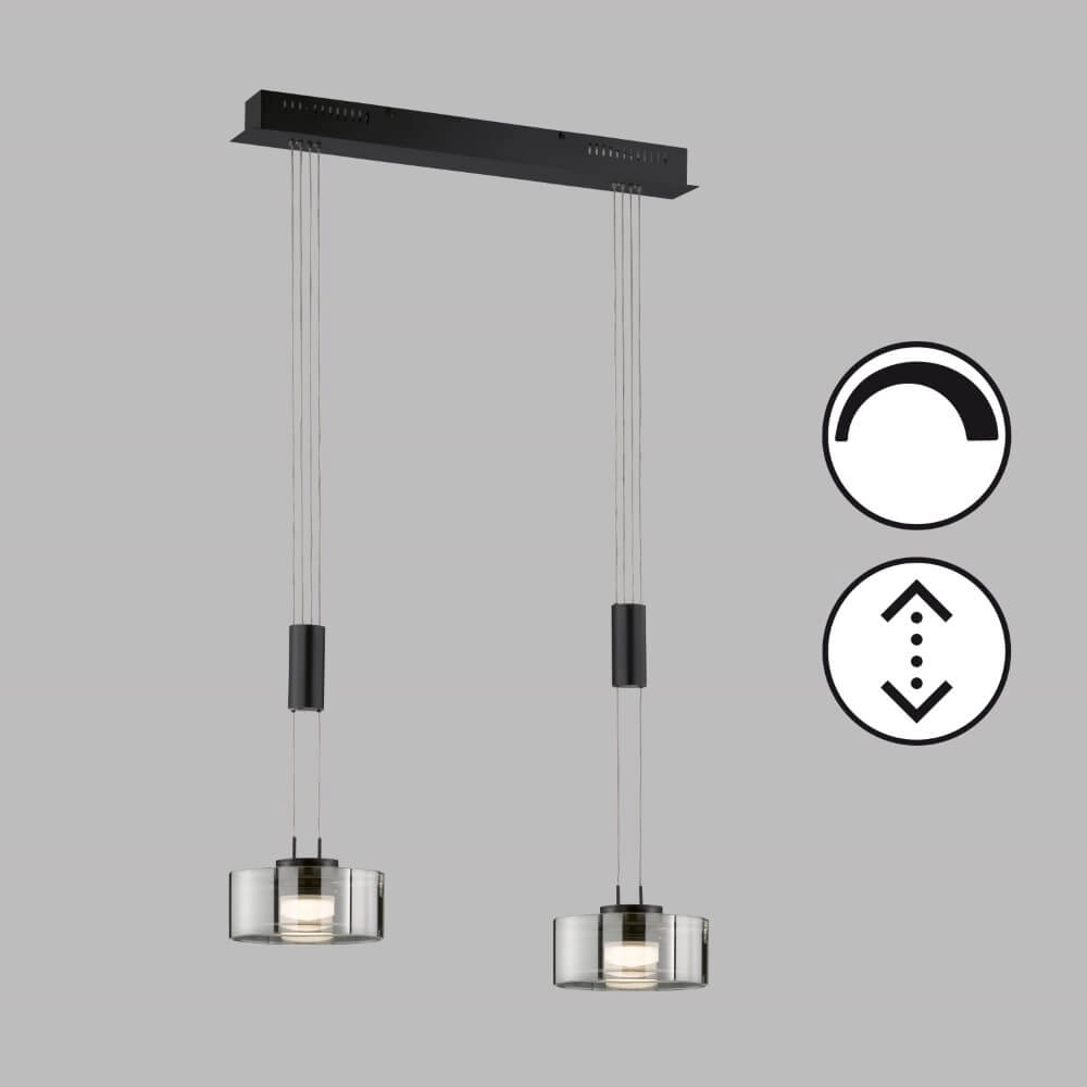 2-lichts hanglamp Lavin zwart Fischer & Honsel 4003694610957