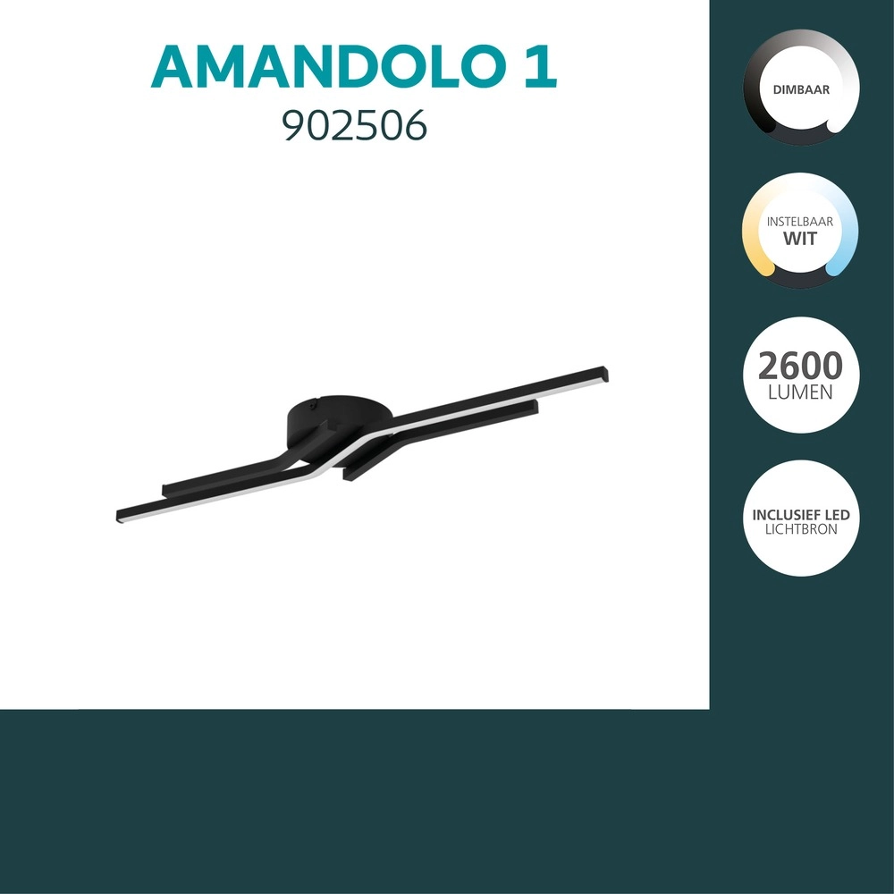 Design plafondlamp Amandolo 1 zwart Eglo 9008606391523