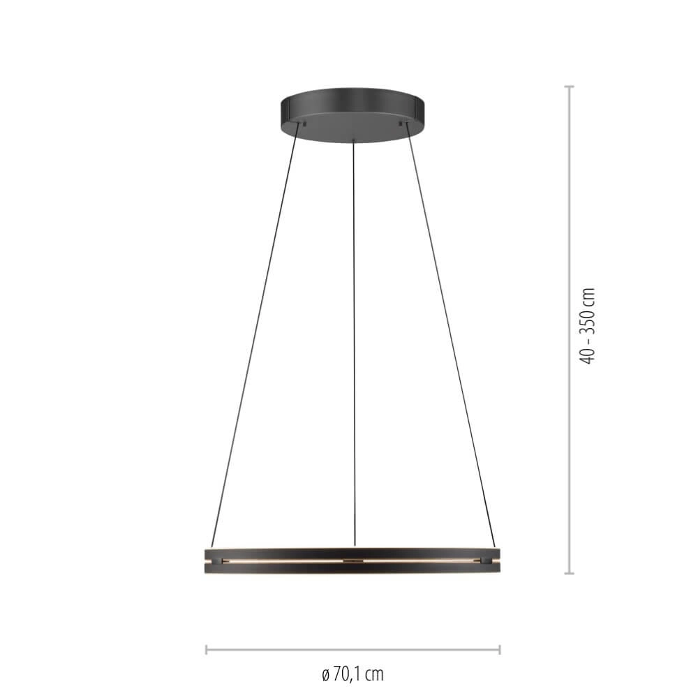 Strakke hanglamp Pure E-Loop zwart Ø 70cm Paul Neuhaus 4012248384336