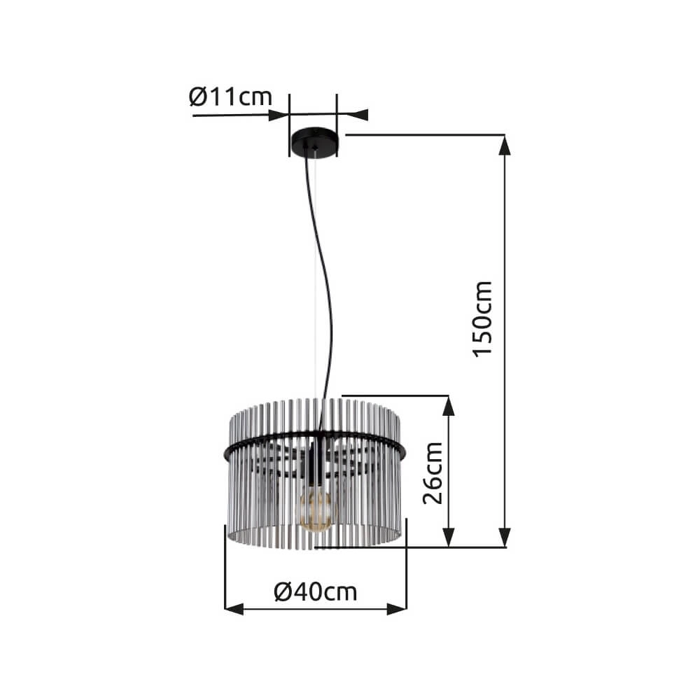 Zwarte hanglamp Gorley met smoke glas Ø 40cm Globo 9007371445189