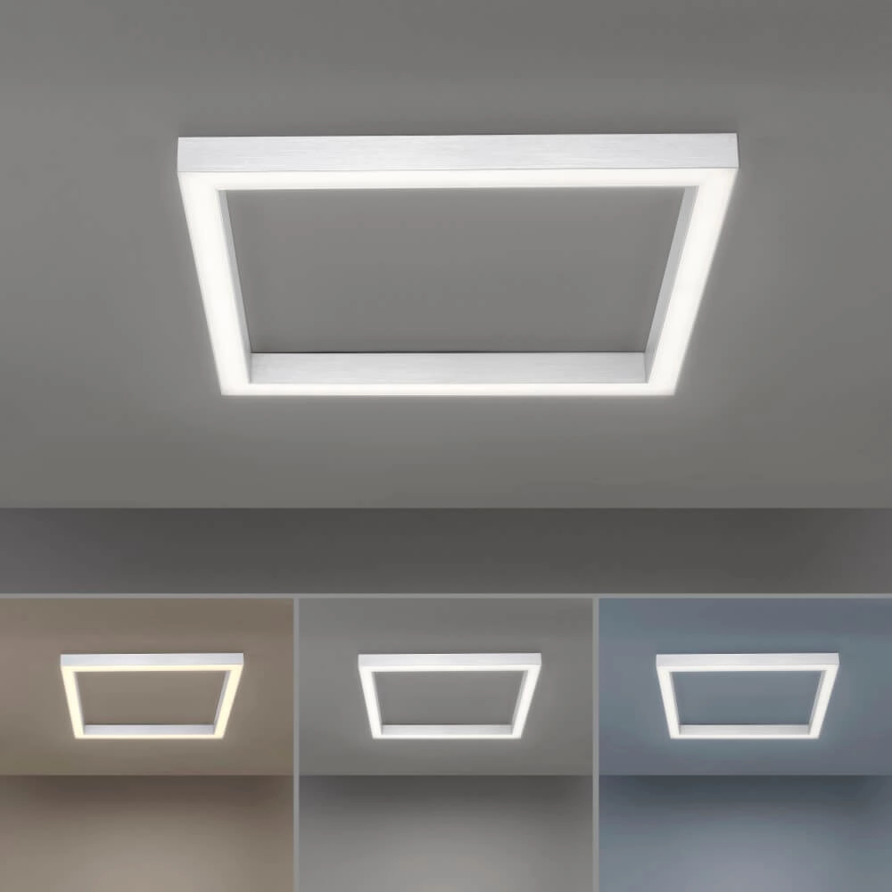Vierkante plafondlamp Pure Lines Square aluminium Paul Neuhaus 4012248357910