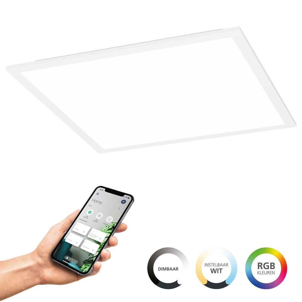 Plafondlamp Moradillo vierkant 39cm 3-staps CCT wit