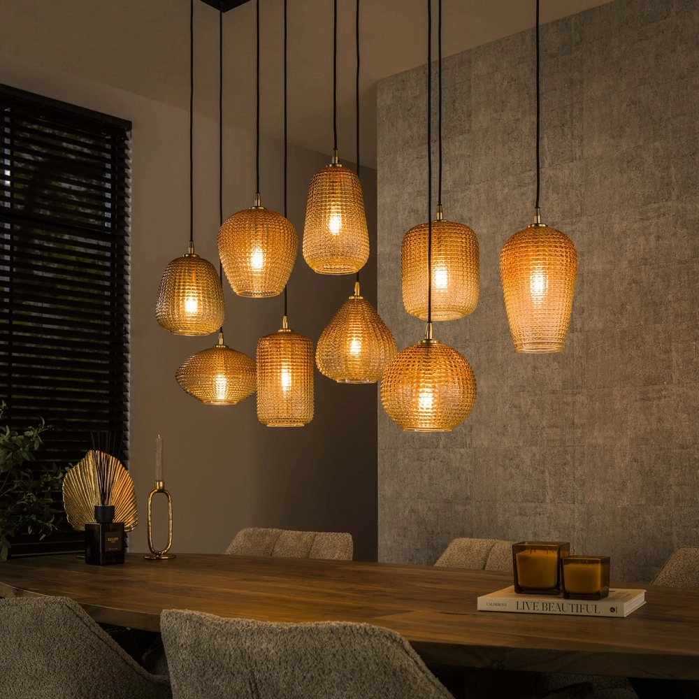 XXL hanglamp Dot 9 amber fading glazen