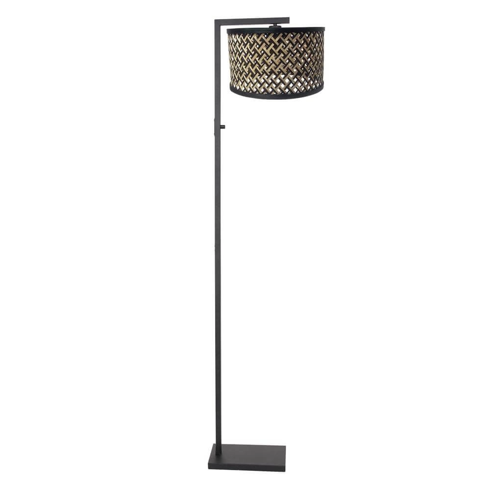 Vloerlamp Stang zwart met bamboe kap