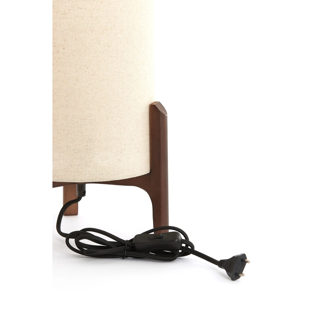 Schemerlamp Litto Ø 22cm - walnoot met naturel linnen Light & Living 8717807792671