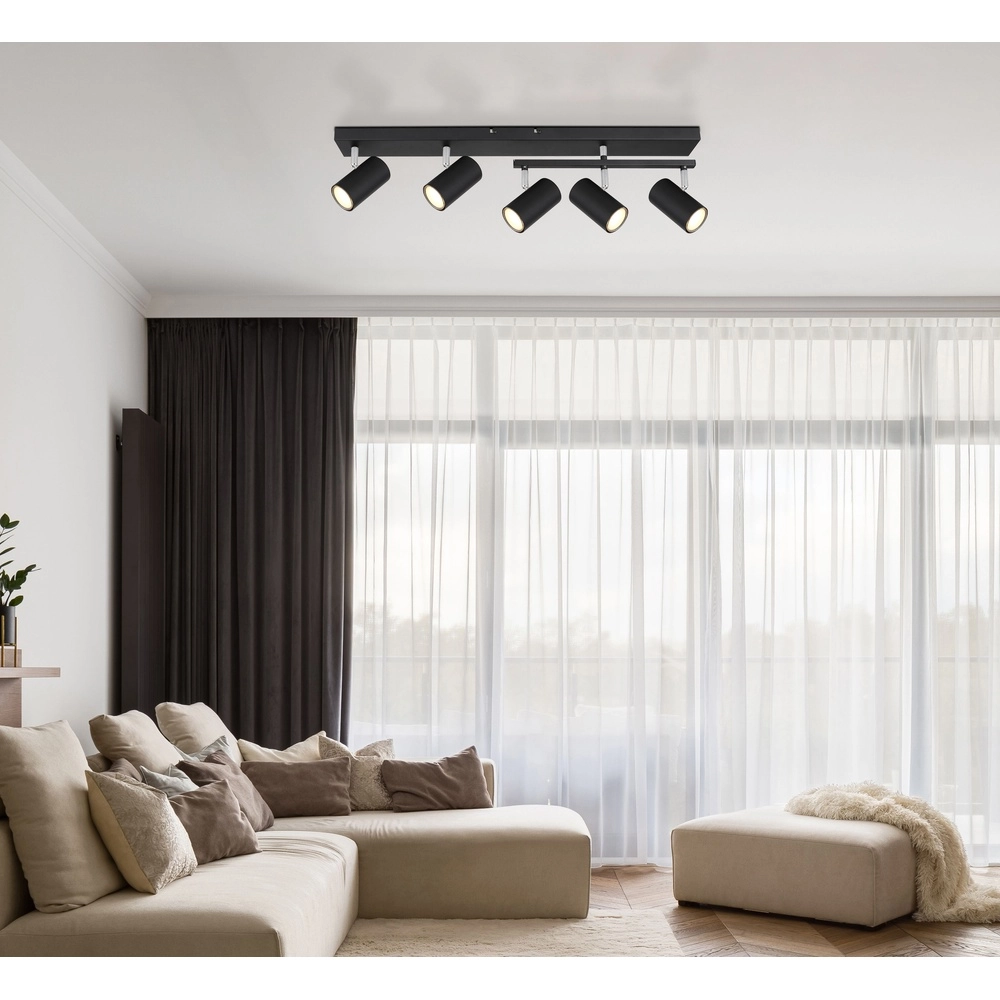 Plafondlamp 5-lichts Robby zwart Globo 9007371439577