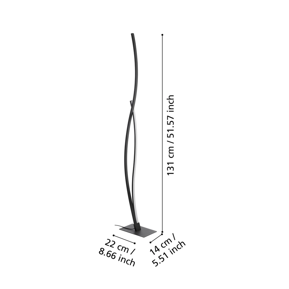 Chique led vloerlamp Grisolia 129cm - zwart Eglo 9008606316212