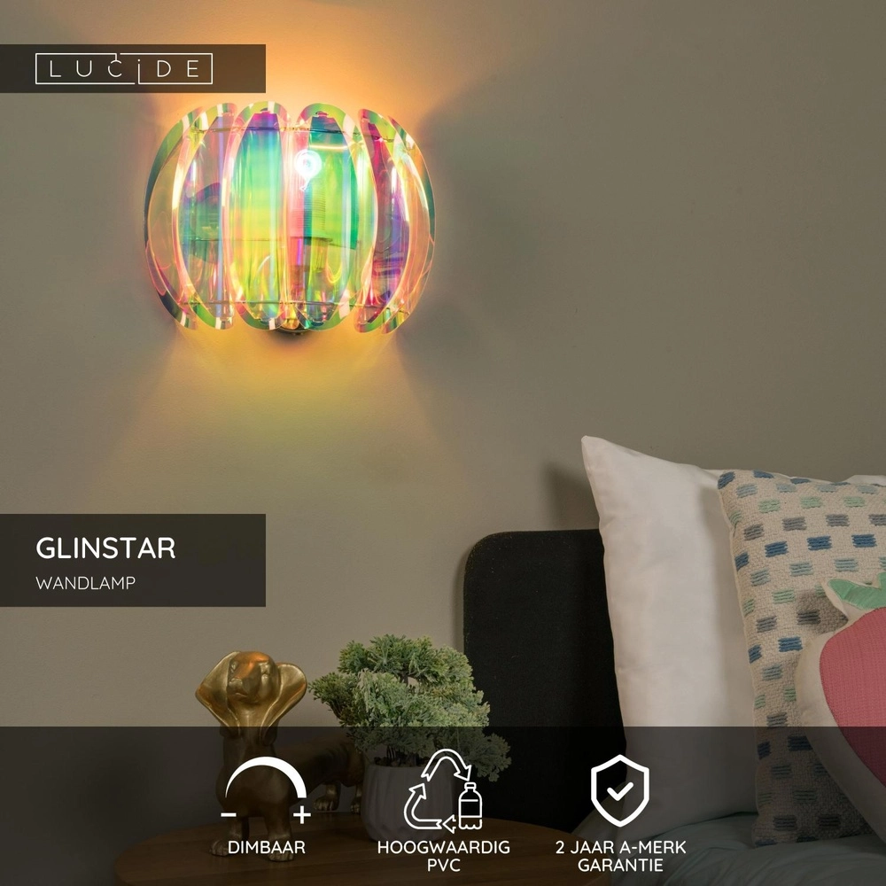 Gekleurde wandlamp Glinstar design Lucide 5411212345783