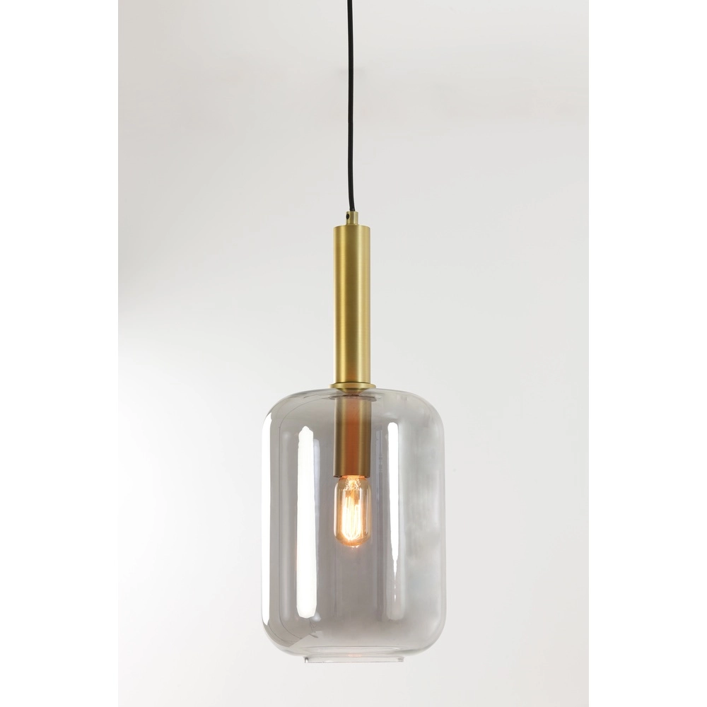 Glazen hanglamp Lekar 1x E27 - messing en smoke glas Light & Living 8717807601447