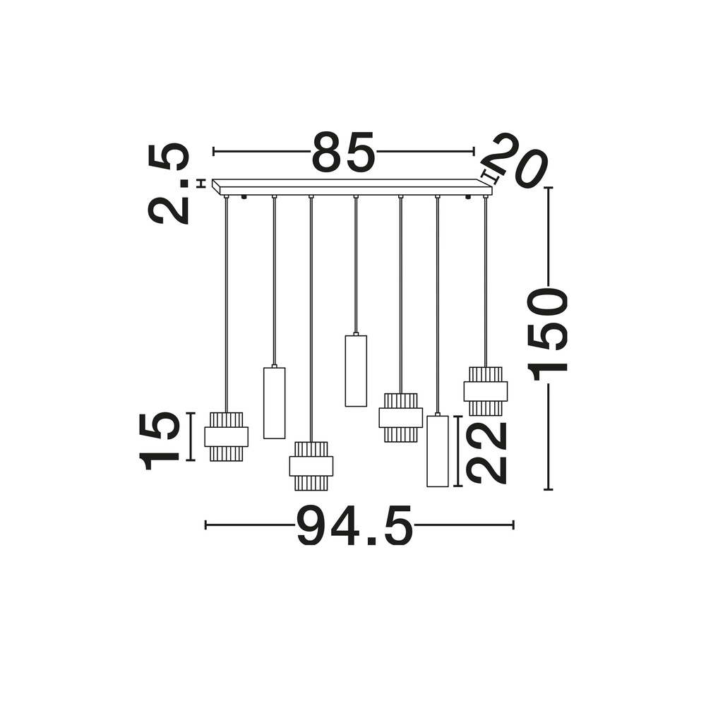 7-lichts hanglamp Melony modern zand bruin Lyora 5212063501263
