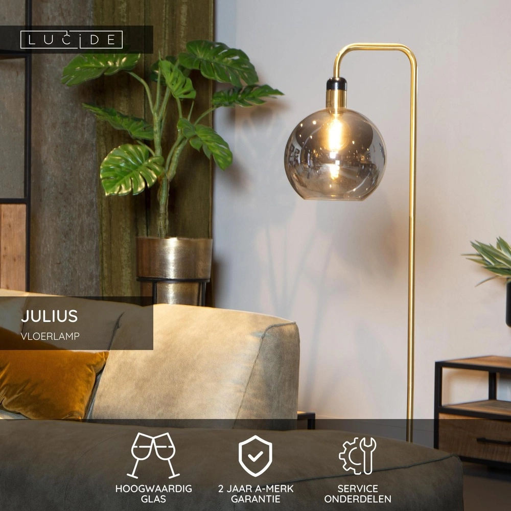 Vloerlamp Julius smoke glas Lucide 5411212343437