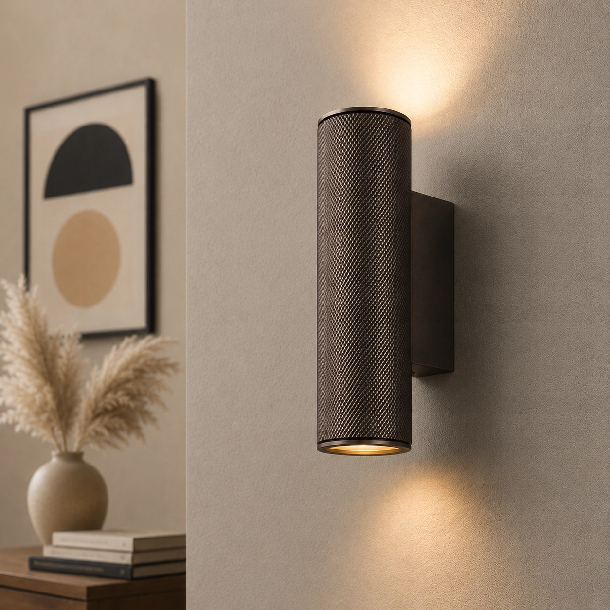 Wandspot structuur Rocco Bruin met zwart