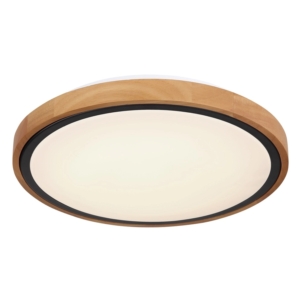 Plafondlamp Bruno Ø 30,7cm zwart met hout