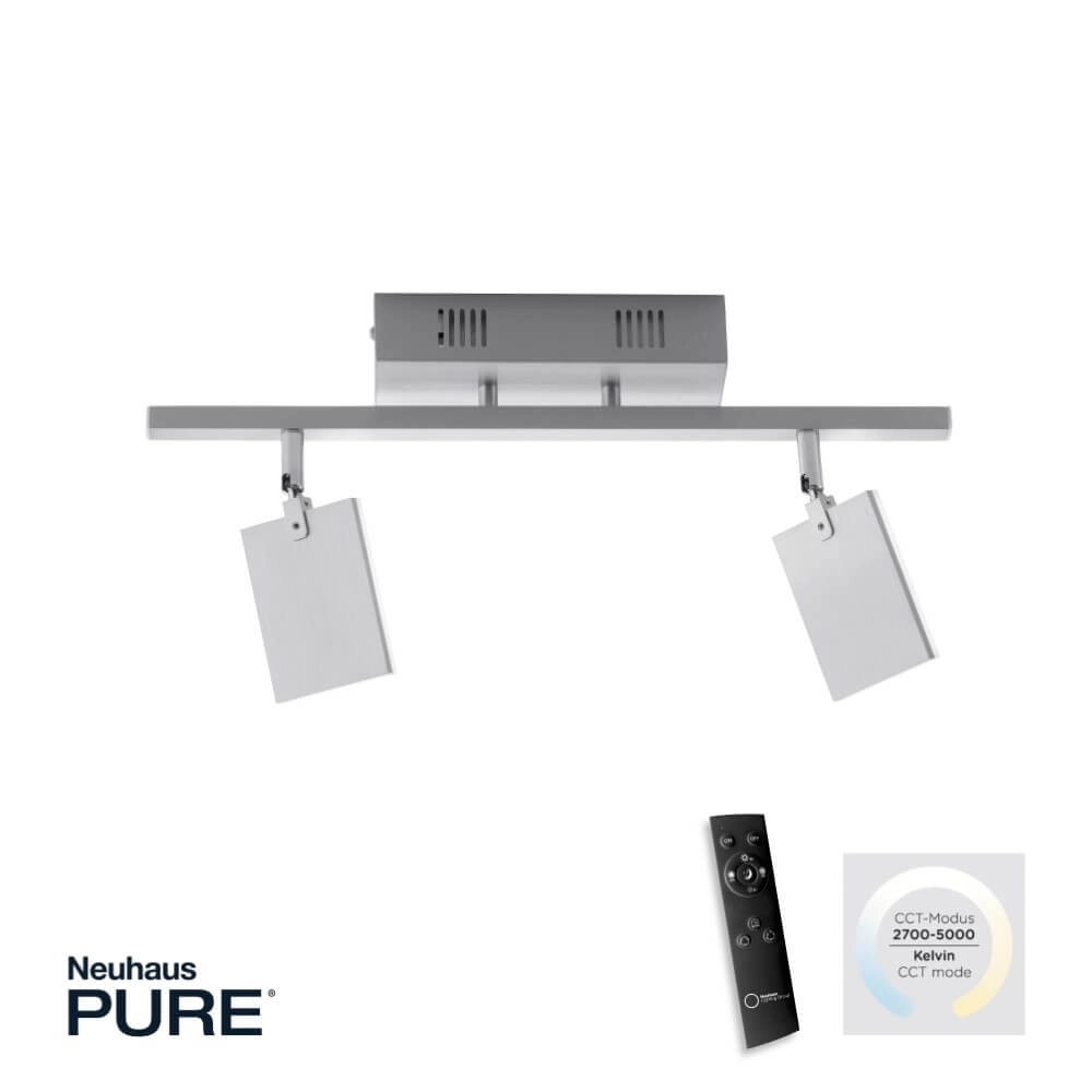 Plafondlamp Pure Mira 2-lichts aluminium Paul Neuhaus 4012248358863