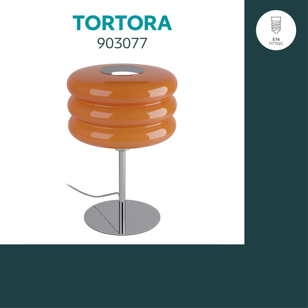 Design tafellamp Tortora chroom met oranje Ø 20cm Eglo 9008606405602