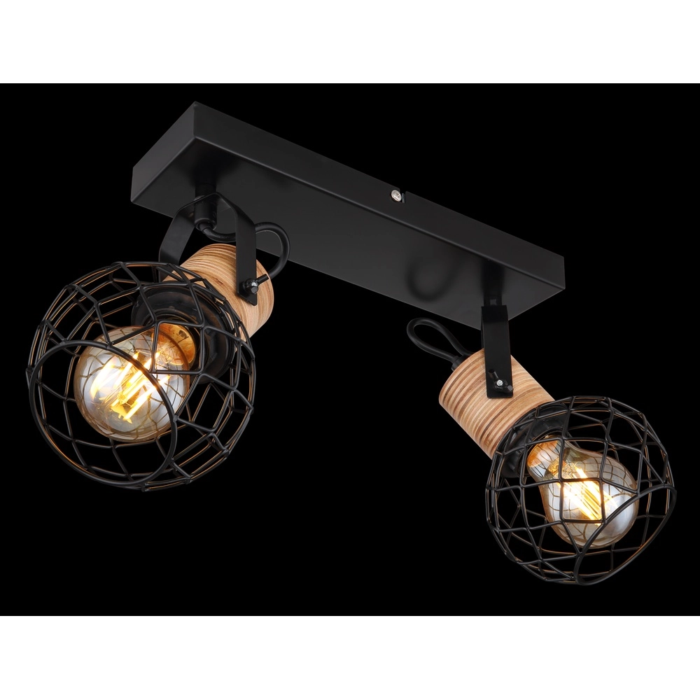 Wandlamp Lacky 2-lichts zwart Globo 9007371417360