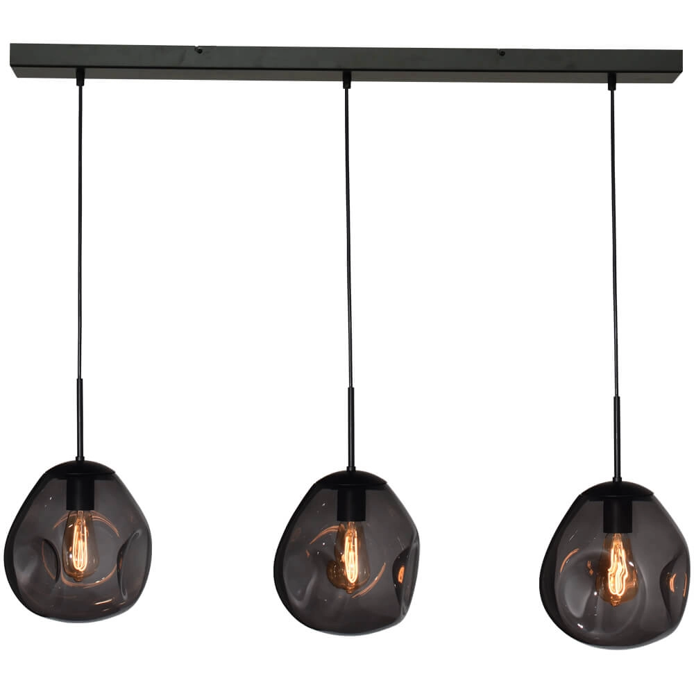 Glazen hanglamp Lava 3x smoke glas Ø 24cm
