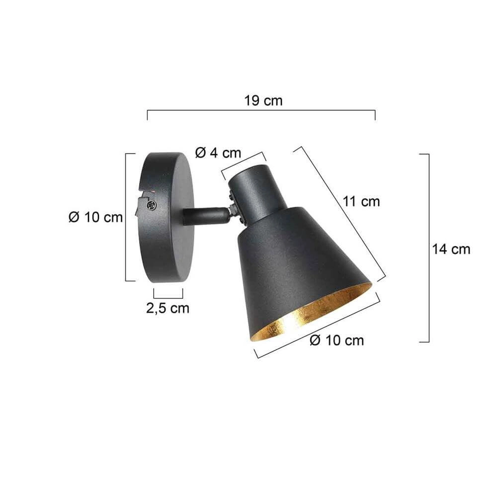 Wandlamp Oeroe zwart met goud Steinhauer 8712746176322