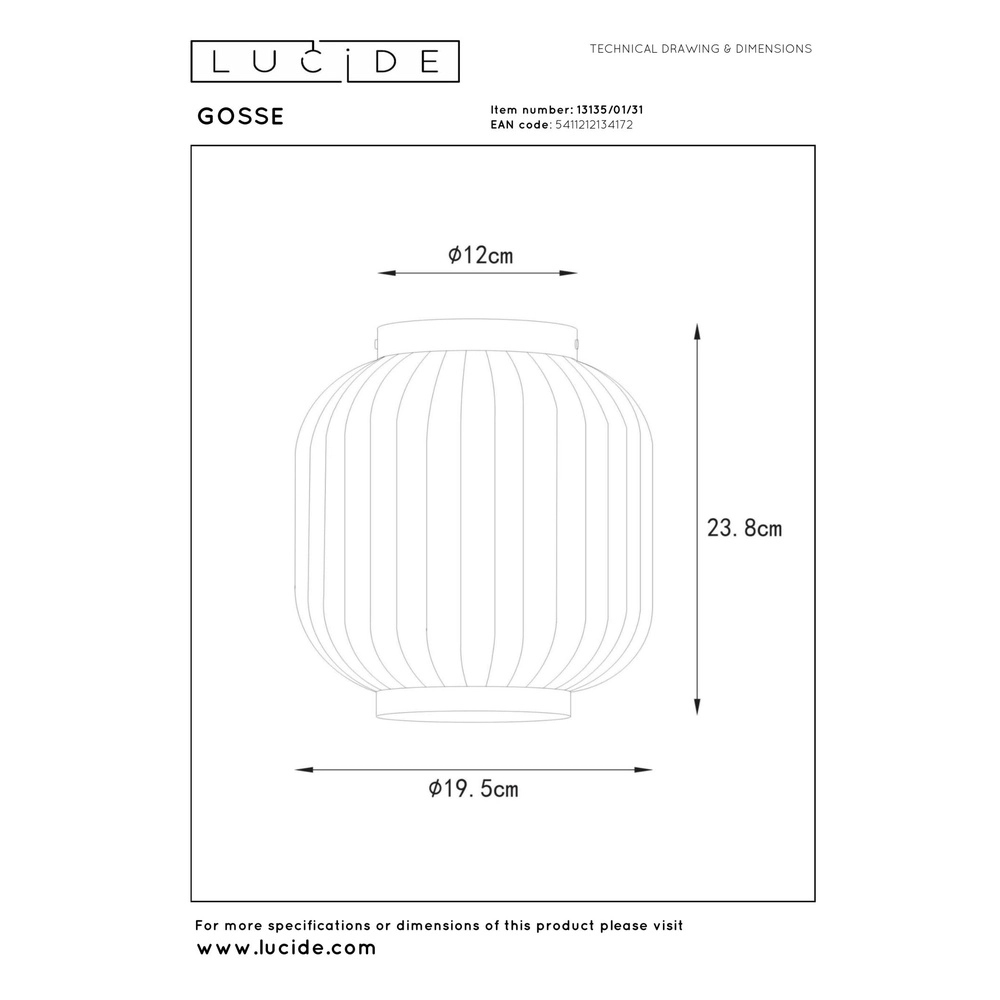 Design plafondlamp Gosse goud met wit Lucide 5411212134172