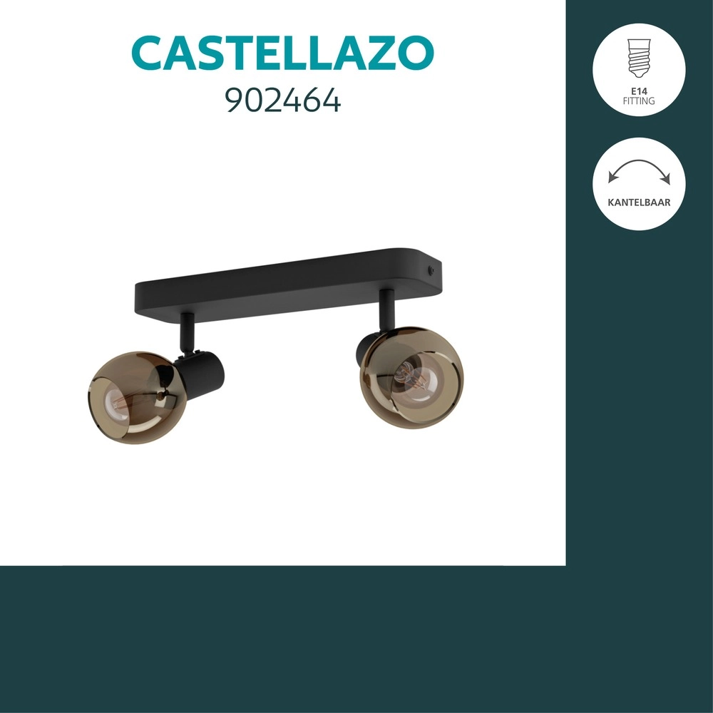 Plafondlamp Castellazo 2-lichts zwart Eglo 9008606392094