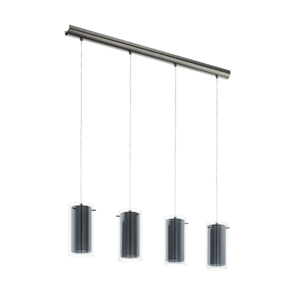 Eetkamer hanglamp Pinto Textil 4-lichts met smoke glas