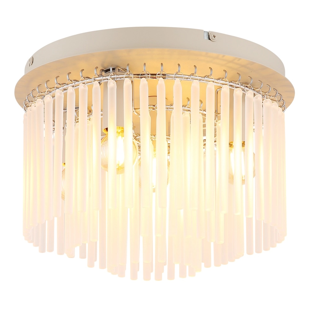 Plafondlamp Gorley zand bruin met glas Ø 32cm