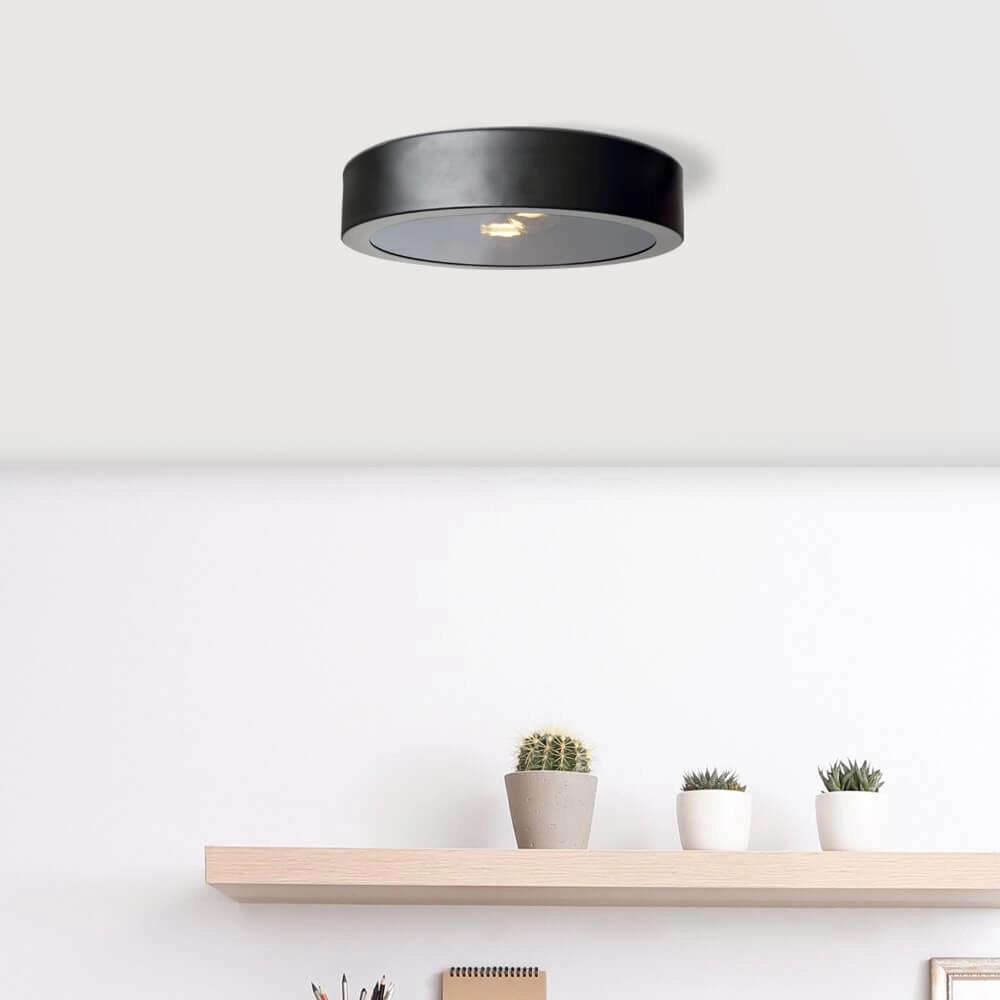 Zwarte plafondlamp Sandros Ø 31cm met glas Brilliant 4004353409479