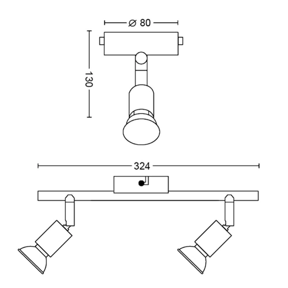 Zwarte plafondspot Limbali 2x GU10 Philips 8719514465237