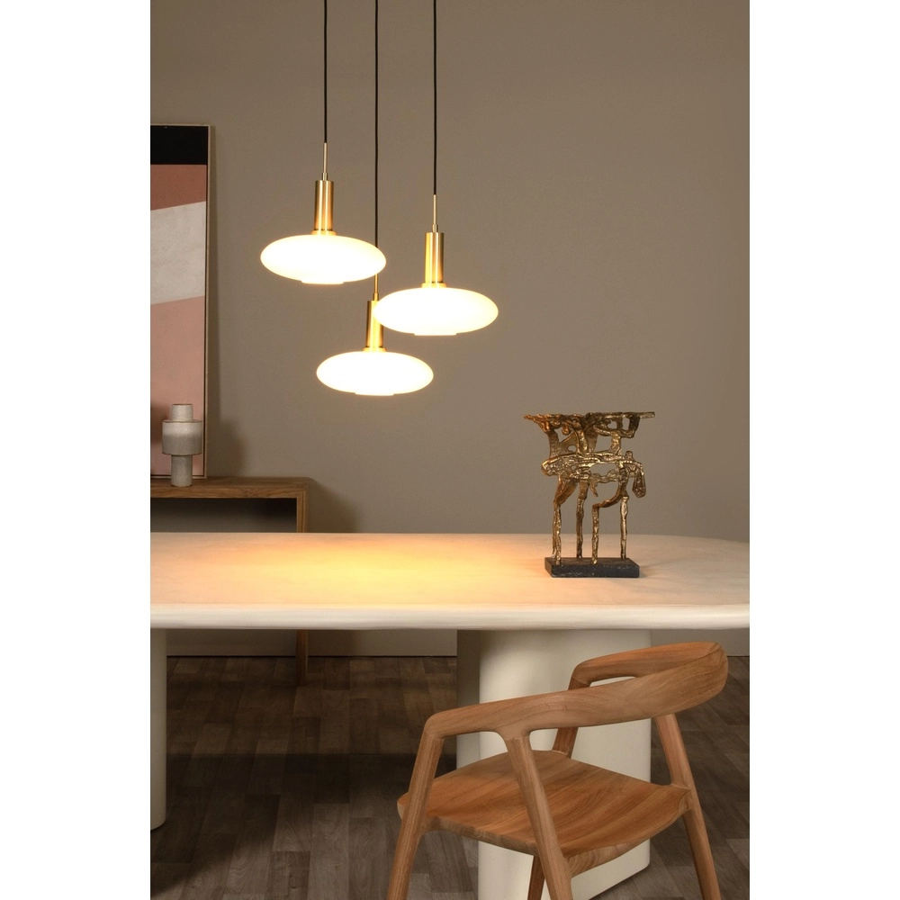 Design hanglamp Singala 3-lichts rond goud met wit Lucide 5411212251107