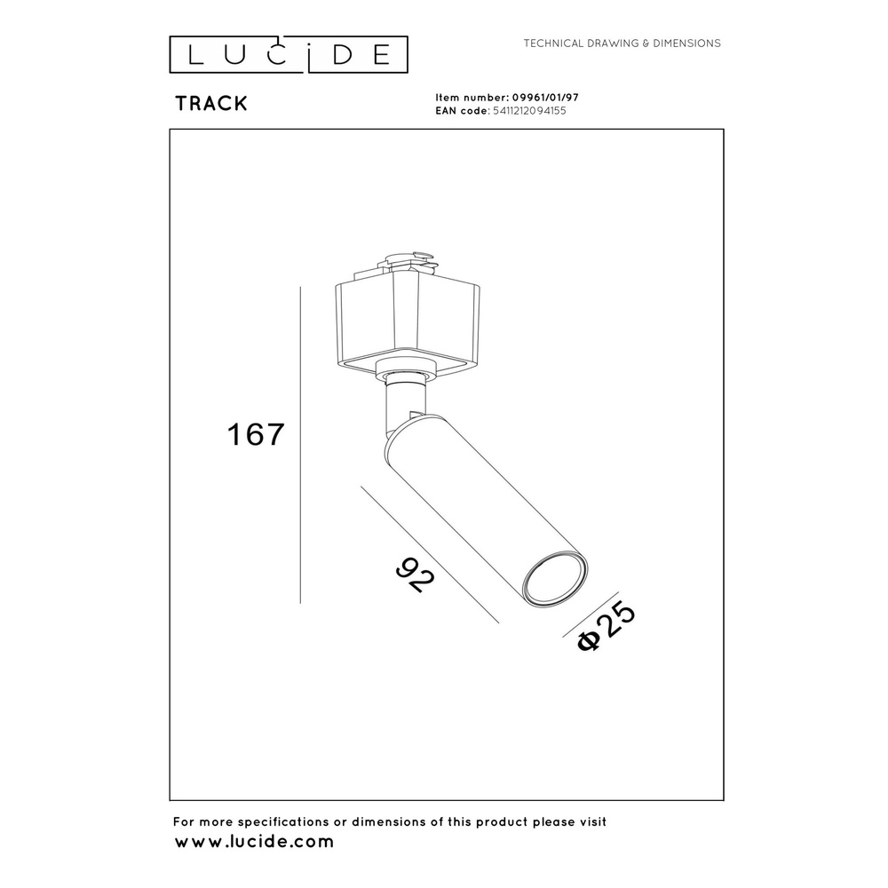 Railspot Track Keoni 1-fase koffie bruin Lucide 5411212094155