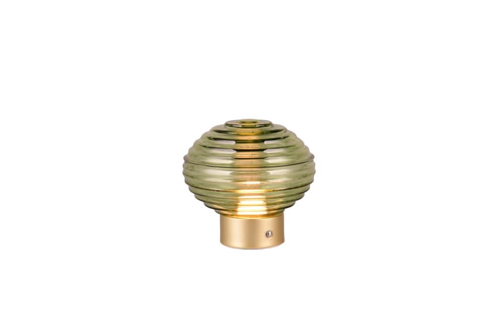 Oplaadbare tafellamp goud Earl groen glas