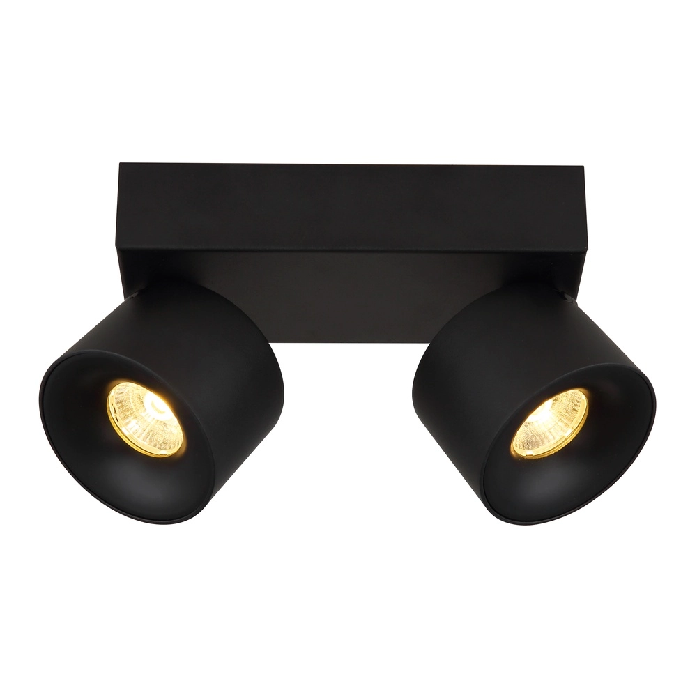Strakke plafondlamp Rae 2-lichts zwart Globo 9007371447640