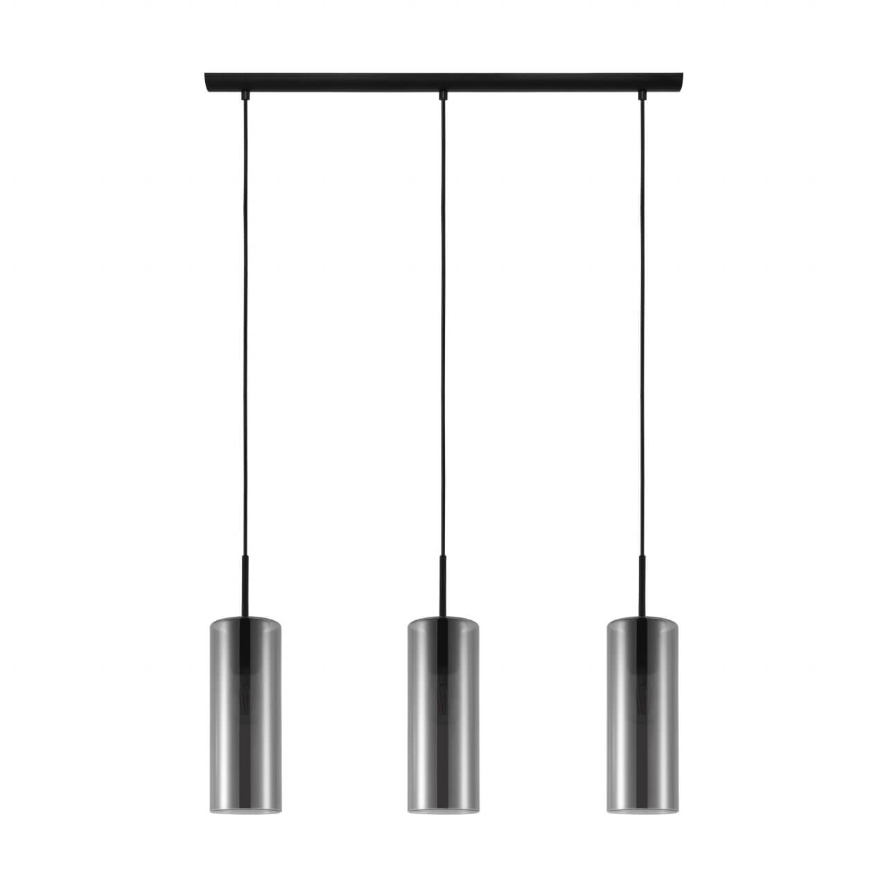 Glazen hanglamp Keyns 3-lichts zwart met smoke glas