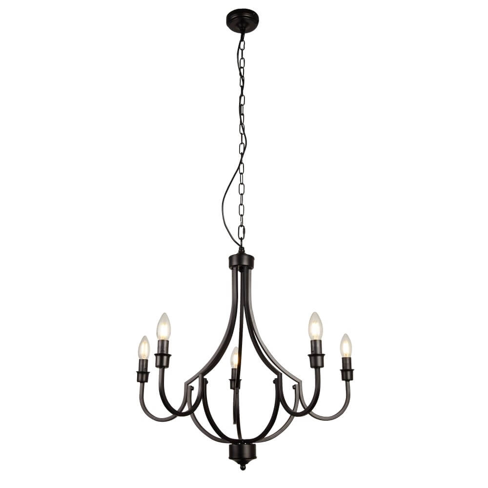 Klassieke hanglamp Lodge 5-lichts zwart