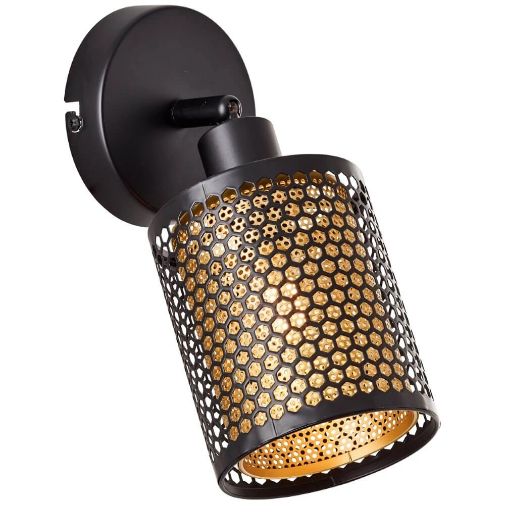 Zwart met gouden wandlamp Cheval