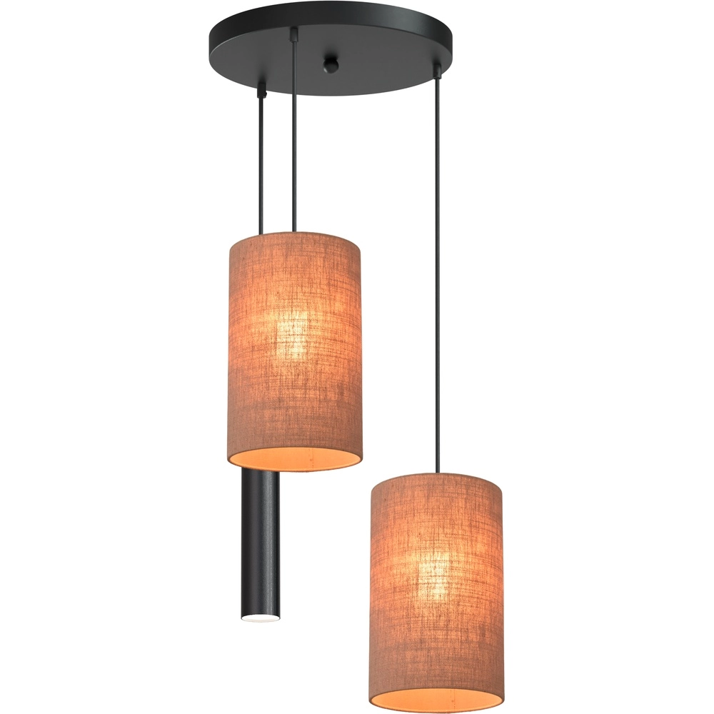5-lichts hanglamp Lisbourg zwart met tan beige kap