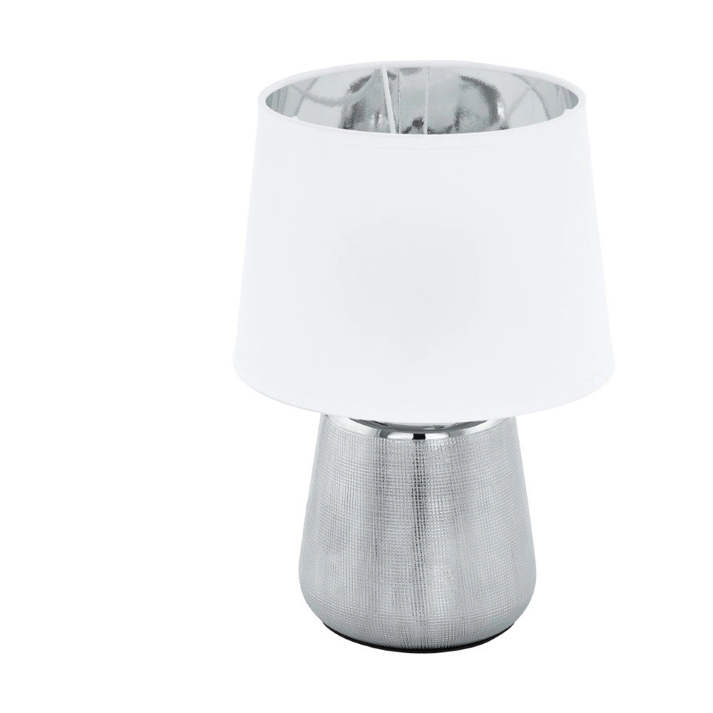 Schemerlamp Manalba 1 zilver met witte lampenkap