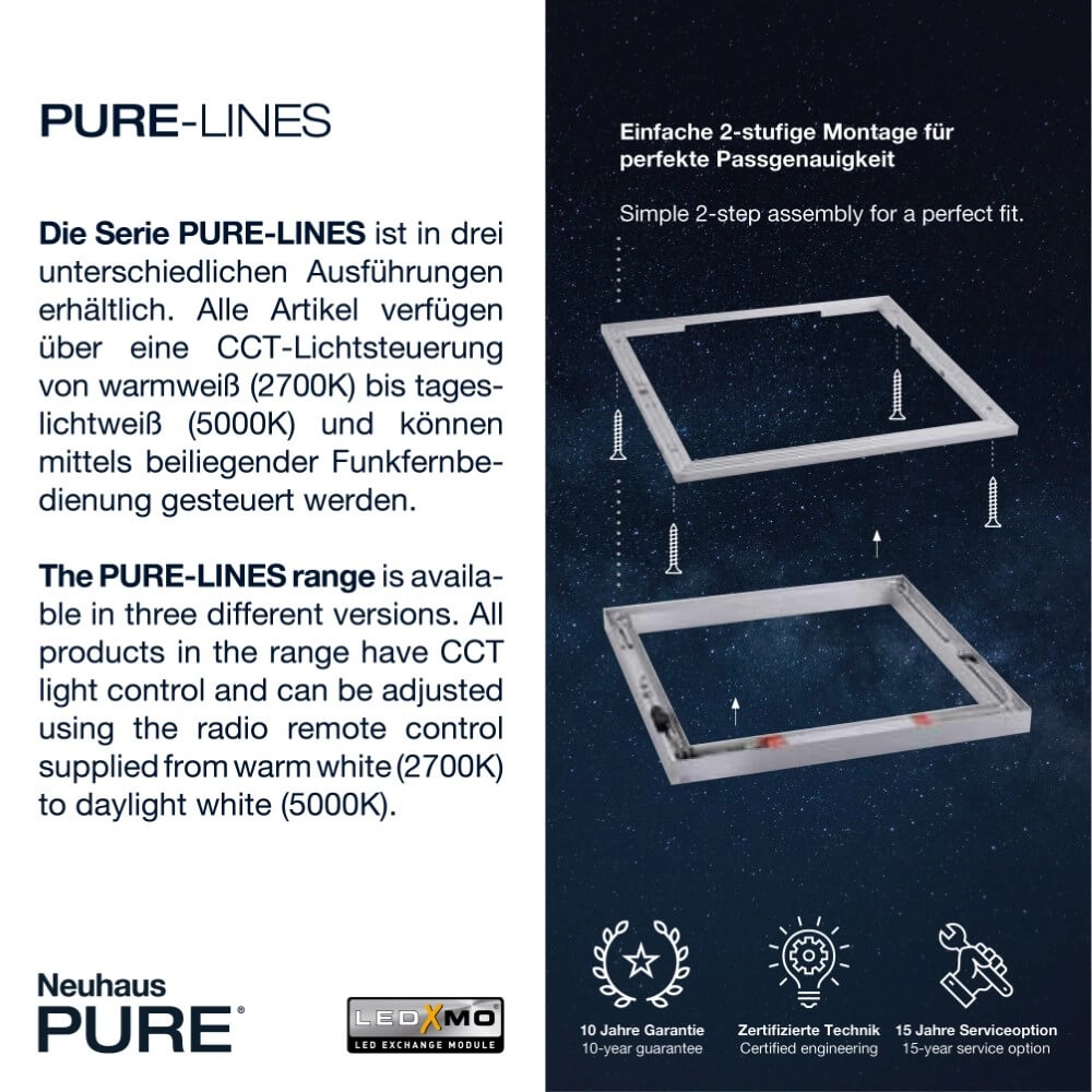 Vierkante plafondlamp Pure Lines Square antraciet Paul Neuhaus 4012248357927