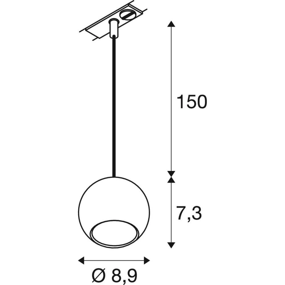 Hanglamp voor rail Light Eye 90 zwart 1-fase Ø 9cm SLV 4024163295581