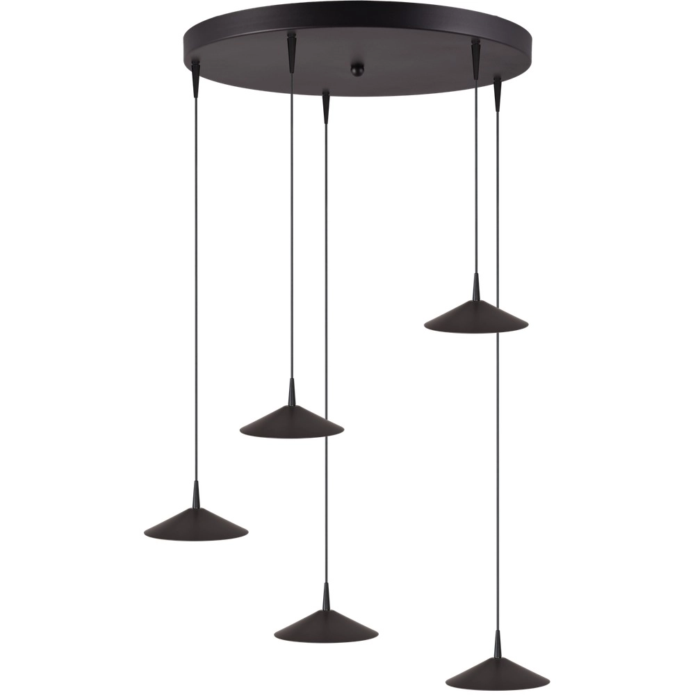 5-lichts hanglamp Ceppo zwart Ø 18cm rond