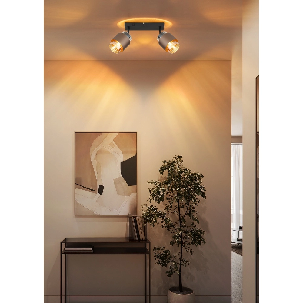 Design plafondlamp Milley 2-lichts zwart Globo 9007371583348