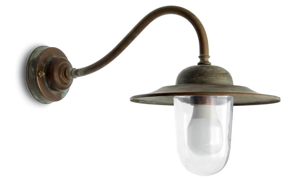 Rechte buitenlamp Casale verouderd messing