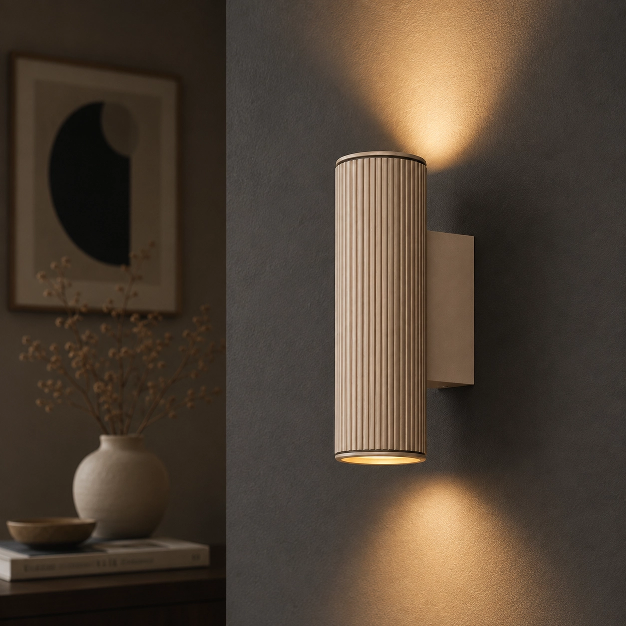 Wandspot ribbels Ribella Champagne met zwart